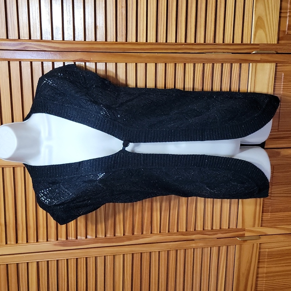 Say What Black Metalic Thread Cardigan sz Medium